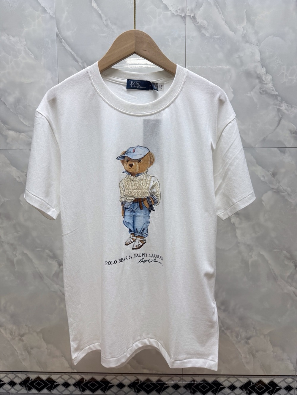 Polo by Ralph Lauren White Polo Bear Graphic Tee with Blue Jeans